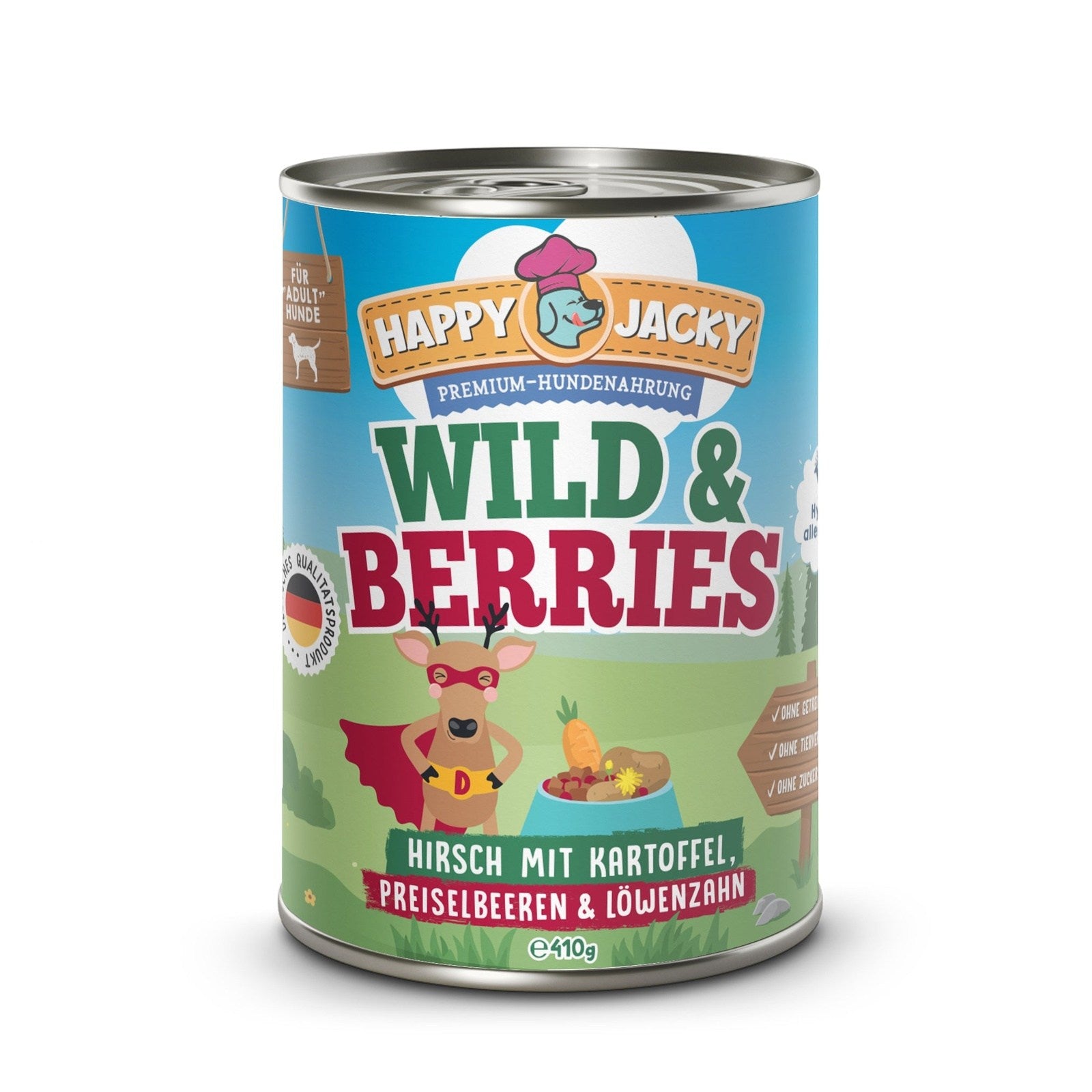 Wild & Berries - Hirsch mit Kartoffel, Preiselbeeren & Löwenzahn HAPPY JACKY